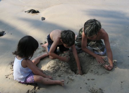 Kids playing in the sand
